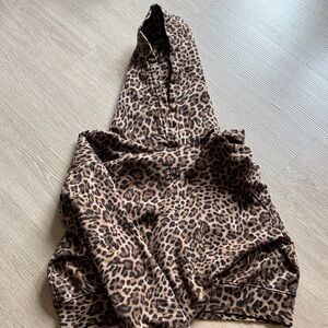 GAP Leopard-Print Brown & Black Hooded Sweatshirt